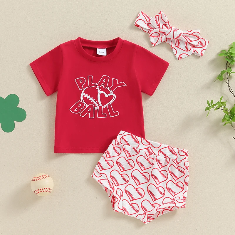 Футболка с коротким рукавом и шорты принтом в виде сердечек