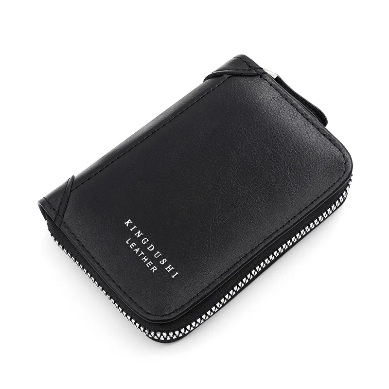 Men's Short Wallet Mini ID Card Holder Multi Card Slot Zipper Coin Purse Business Leather Money Bag PU Key Ring Soft Clip 2023
