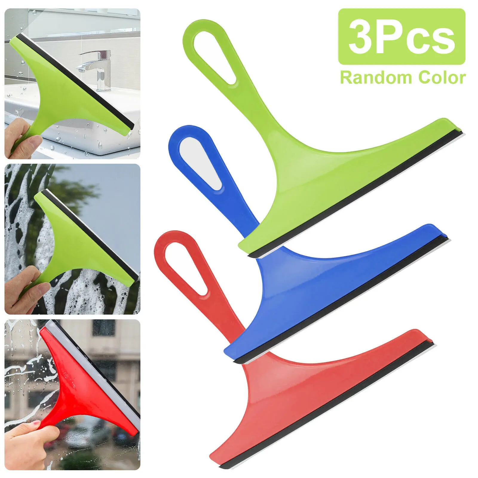 

3X Glass Window Wiper Cleaner Squeegee Shower Screen Mirror Home Car Blade Brush