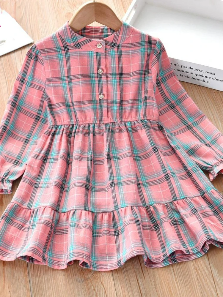 

New Teens Girls Casual Princess Dress for Girls Long Sleeve Plaid Shirt Dress Kids Dresses for Girls Autumn Children Clothes