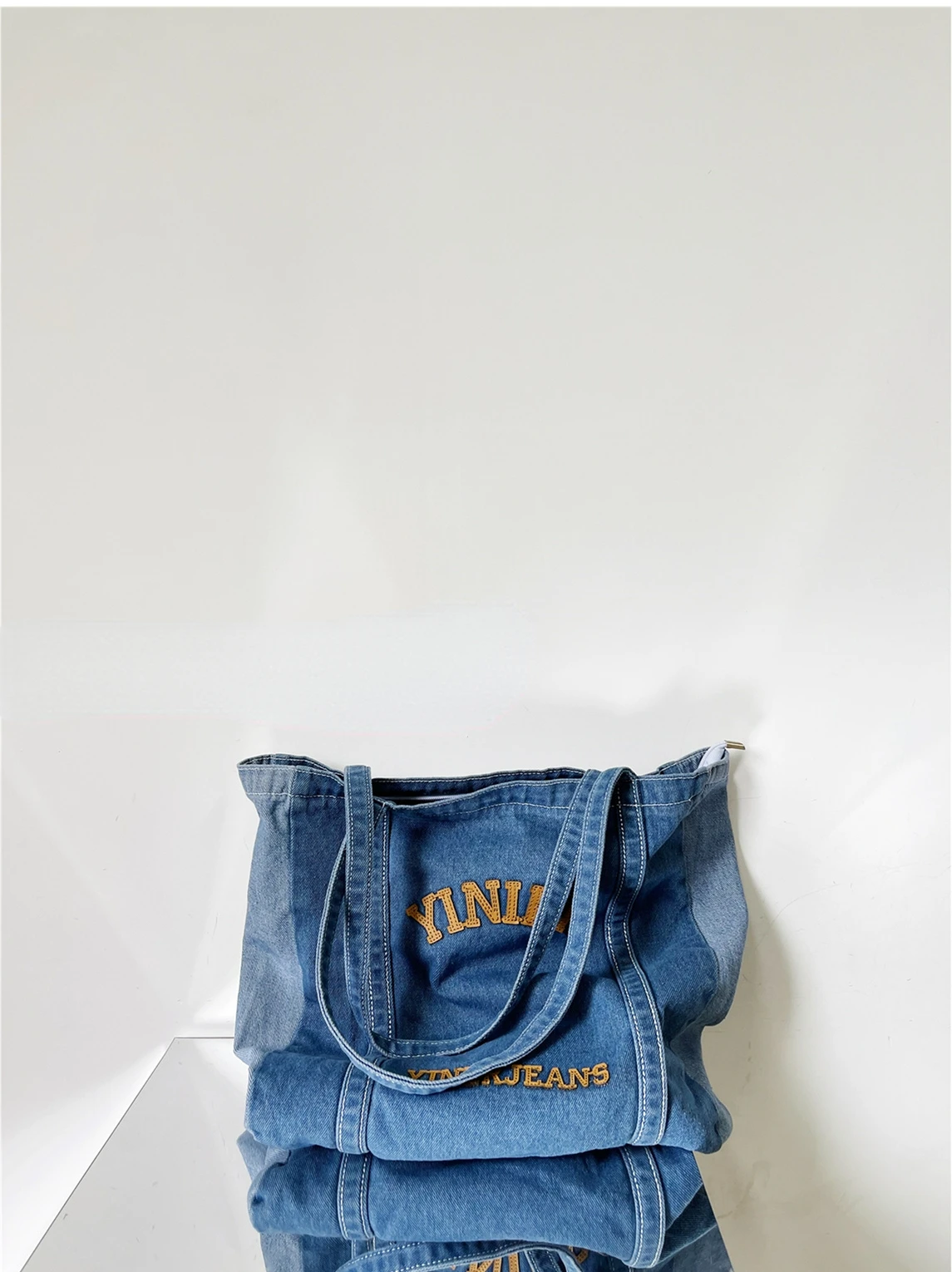 

INS Korean Style All-Matching Jeans Shoulder Bag Women's Large Capacity Student Canvas Bag Women's Handbag Commuter Tote