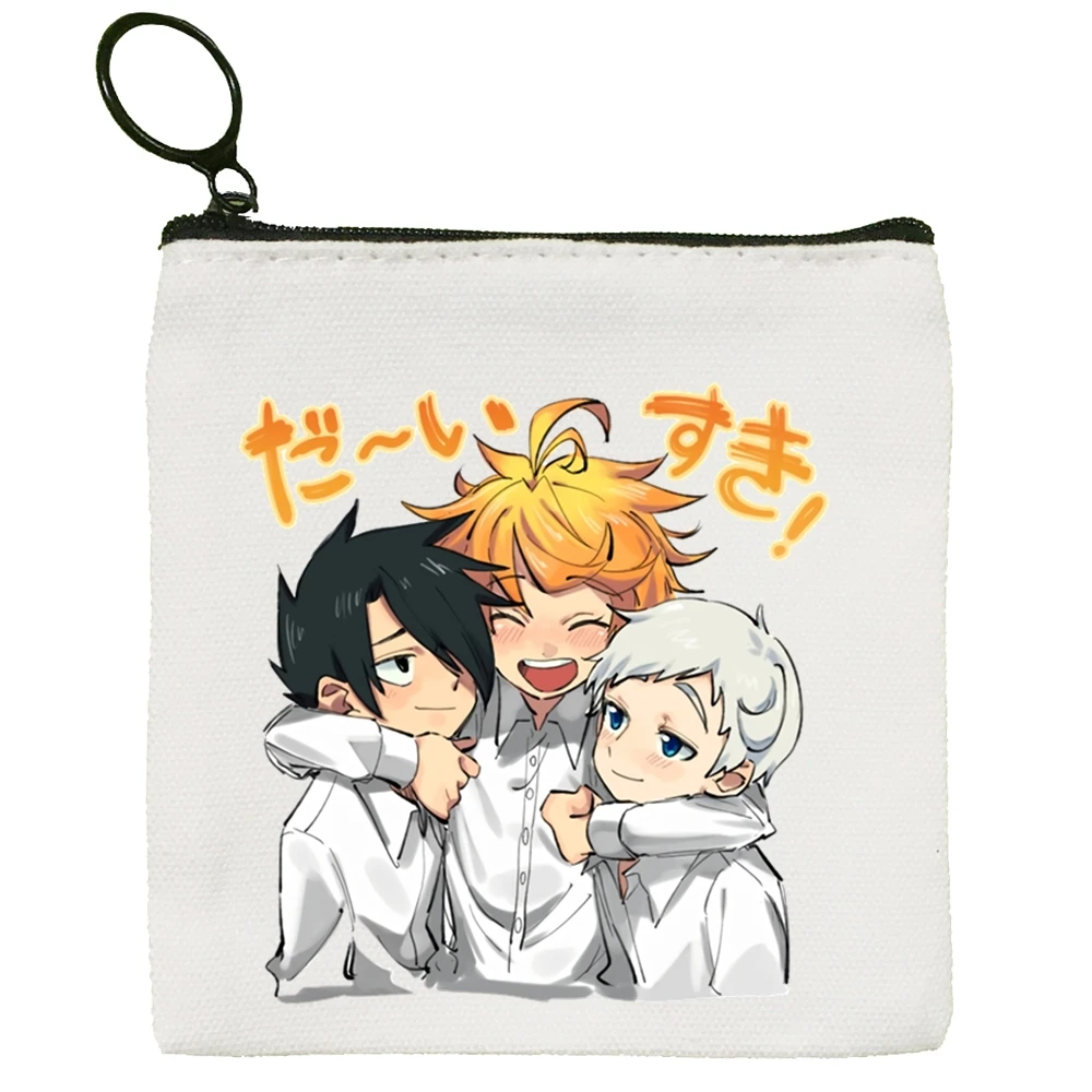 The Promised Neverland Emma Norman Ray Canvas Coin Purse Coin Purse Collection Canvas Bag Small Wallet Zipper Key Bag Hand Gift