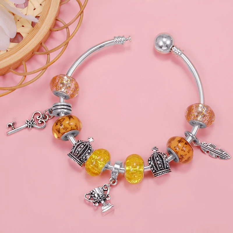 Подвеска-бусина с подвеской в виде короны и чемпиона модный брендовый браслет