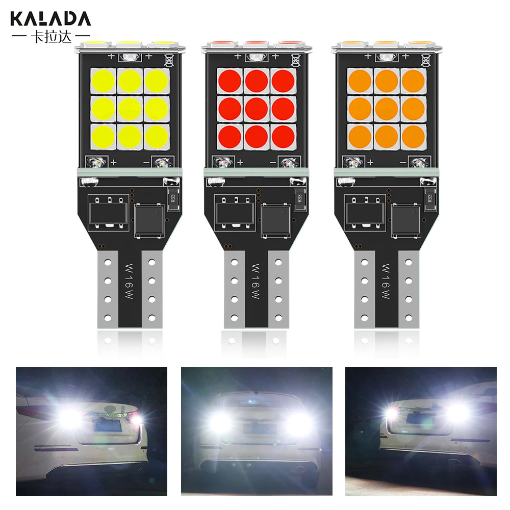 2 × T15 W16W WY16W LED Canbus без ошибок 3030 24SMD Автомобильная Задняя Тормозная лампа Сигналы поворота автомобильная лампа заднего хода белый красный желтый 6000K 12 В