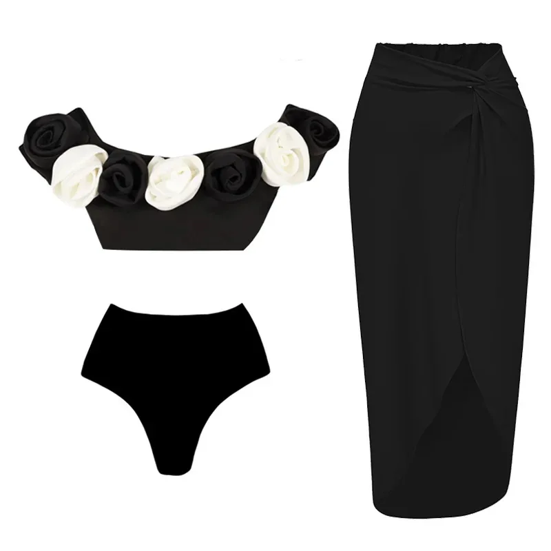 

Two Piece Swimsuit Women Floral Swimwear Beach Cover Ups Print Skirt Outfits Beachwear Monokini 2024 New Beach Bathing Suit