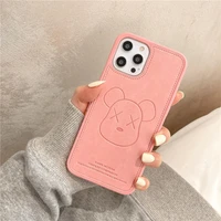 cartoon fashion leather bear cases for iphone 13 12 11 pro max xr xs max 8 x 7 2022 all inclusive shockproof silicone soft case