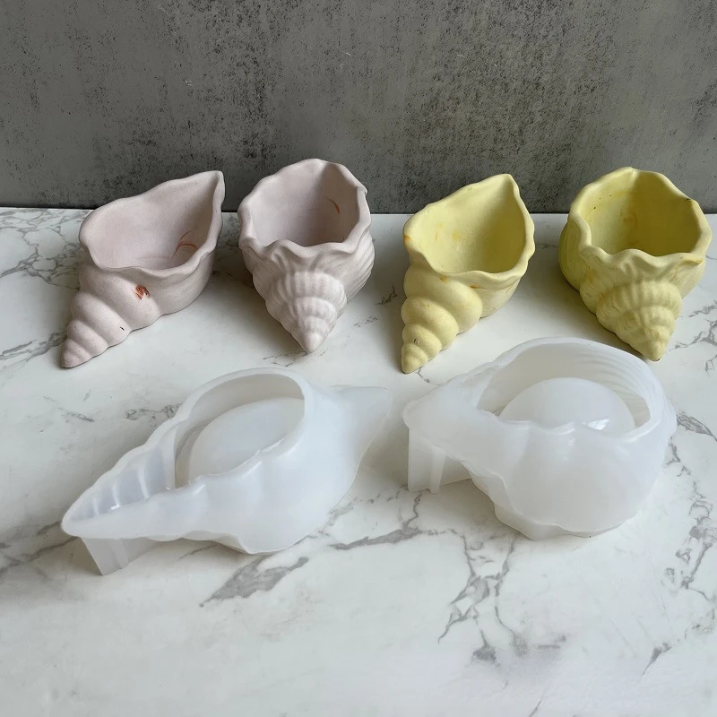 Conch Jewelry Storage Box Silicone Mold Succulent Potted Flower Pot Concrete Plaster Mold Storage Decorative Resin Silicone Mold
