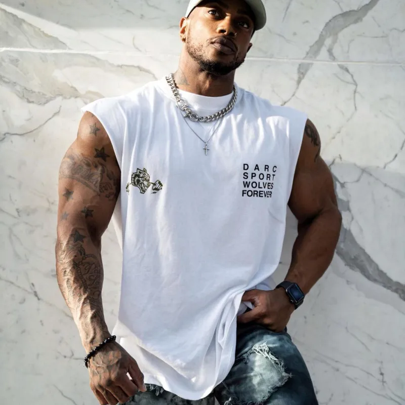 

2022 Summer Men Running Vest Sleeveless Shirt Bodybuilding Men Sport Cotton Tank Tops Workout Training Man Singlet