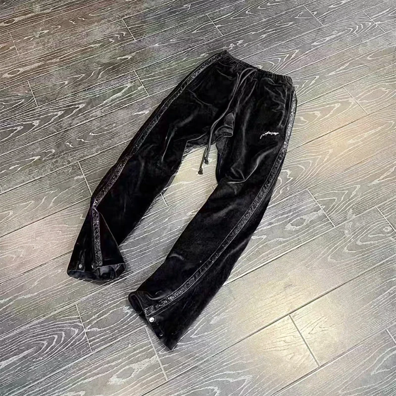 

007 Factory Street Fashion Clothing Velvet Silver Thread Embroidered Drawstring High Street High Quality Men Women Casual Pants