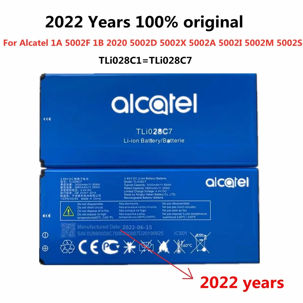 Оригинальный аккумулятор TLi028C1 TLi028C7 для Alcatel 1A 5002F 1B 2022 5002D 5002X 5002A 5002I 2020 M 5002S 5002 мАч, 3000 лет