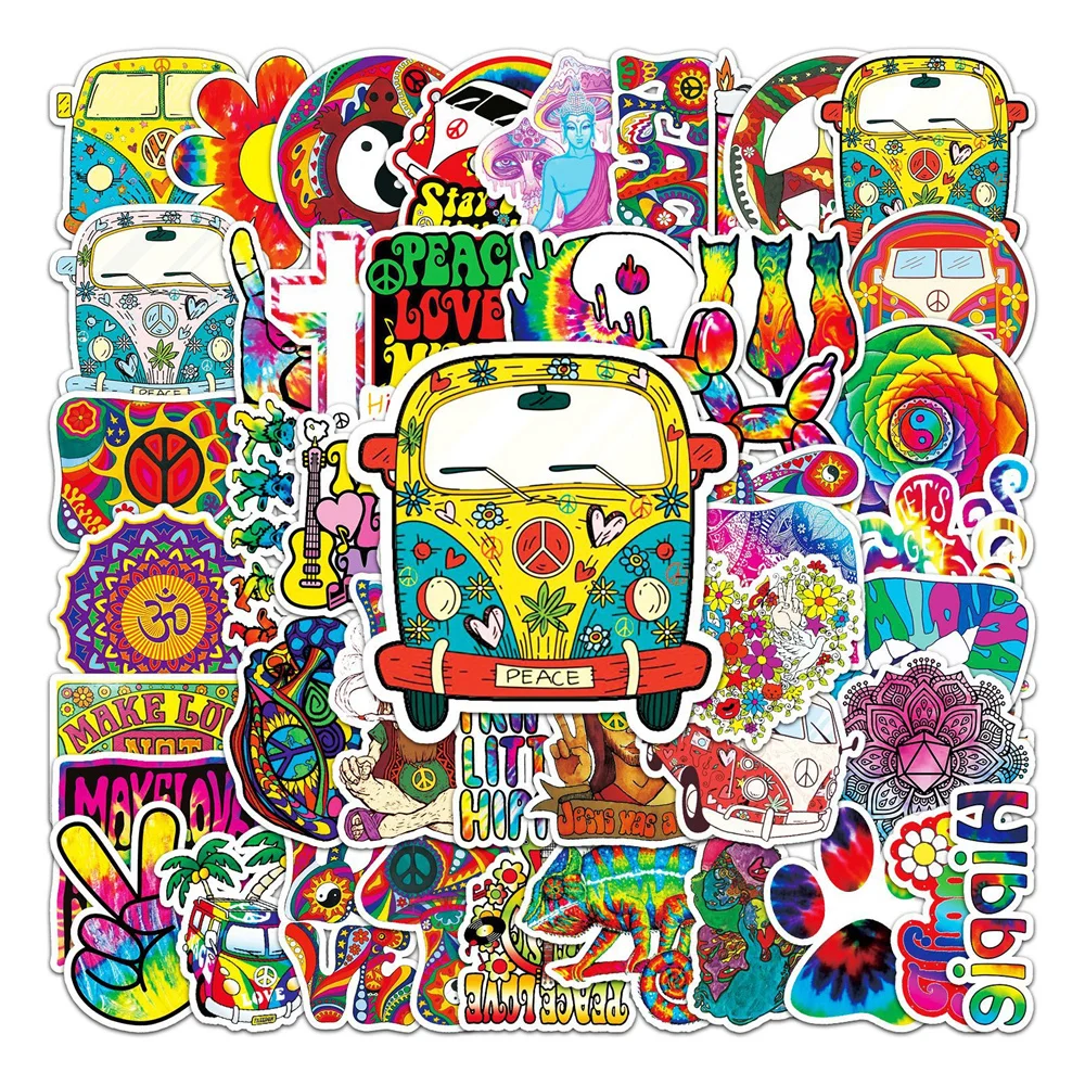 

10/30/50PCS Cartoon Hippie Graffiti Stickers For Luggage Laptop iPad Skateboard Journal Decoration Sticker Wholesale