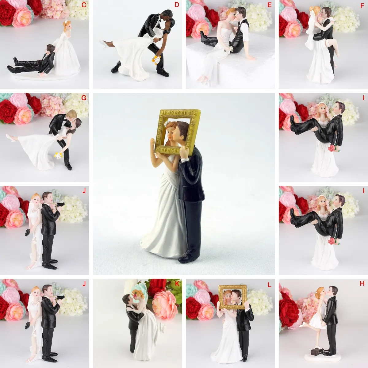 

Bride Groom Figurines Funny Sweet Wedding Cake Toppers Marry Figurine Dolls Stand Topper Decoration Resin Wedding Cake Ornament