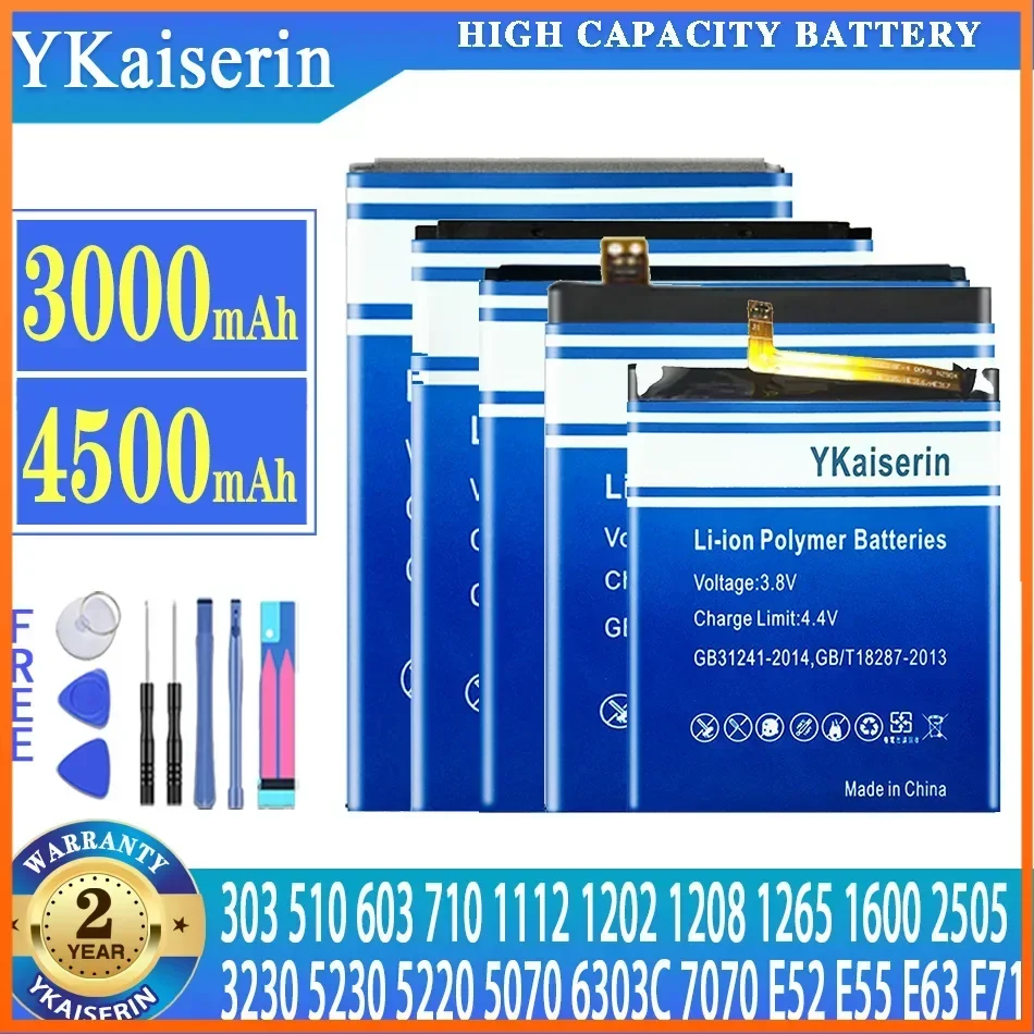 Аккумулятор YKaiserin для NOKIA Lumia 710 510 603 303 E52 E55 E63 E71 5230 6303C 5220 1112 1208 1600 3230 5070 1202 1265 7070 2505