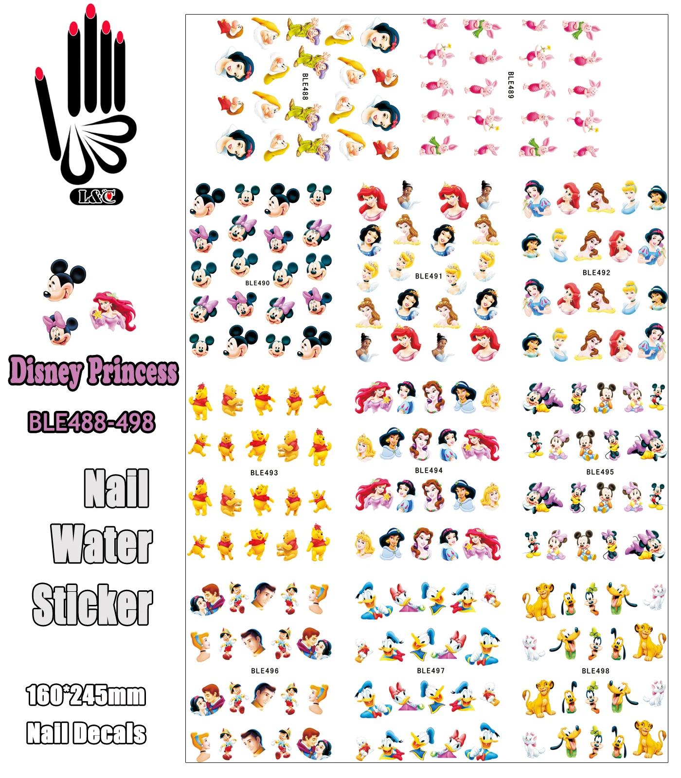 11 листов/партия водные переводные наклейки для ногтей |