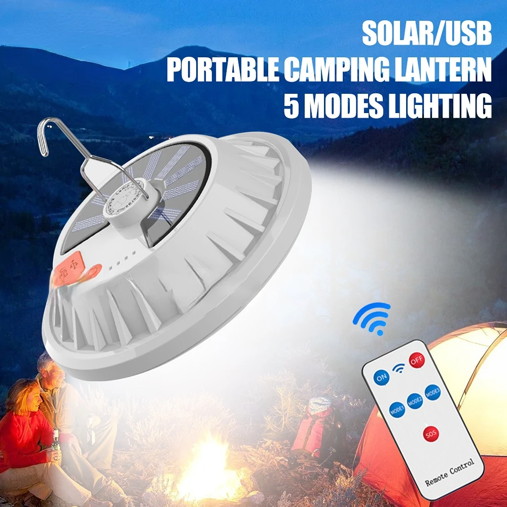 USB Solar Camping Lantern Emergency Phone Power Bank IP55 Waterproof Tent LED Light Outdoor Lamp for Camping Hiking