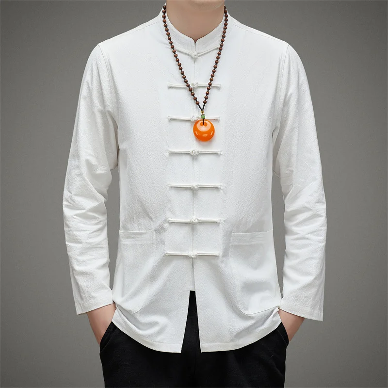 Традиционная китайская одежда для мужчин костюм кунг-фу тайчи Тан Стильные топы