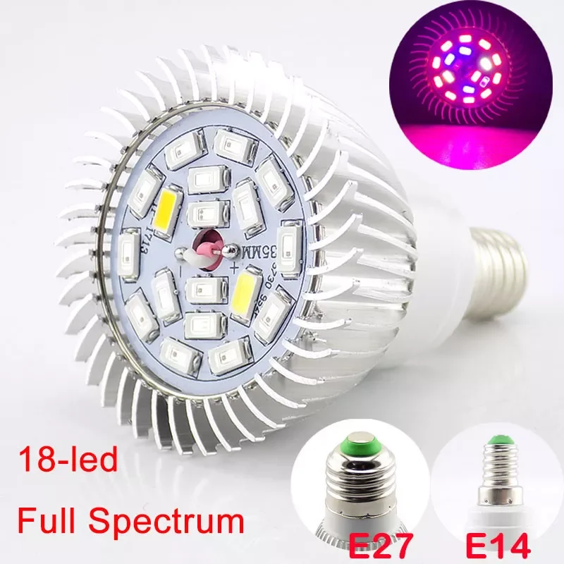 

Spectrum 18 LED Plant Grow Light Growing Lamp Aluminum Cultivo Growbox Vegetable Light Bulb for Indoor Greenhouse E27 E14