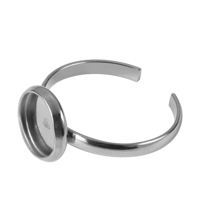 10 Pieces Ring Empty Holder Stainless Steel Inner 8mm / 10mm / 12mm Open Rings 18.5mm Wide For DIY Jewelry Making Accessories