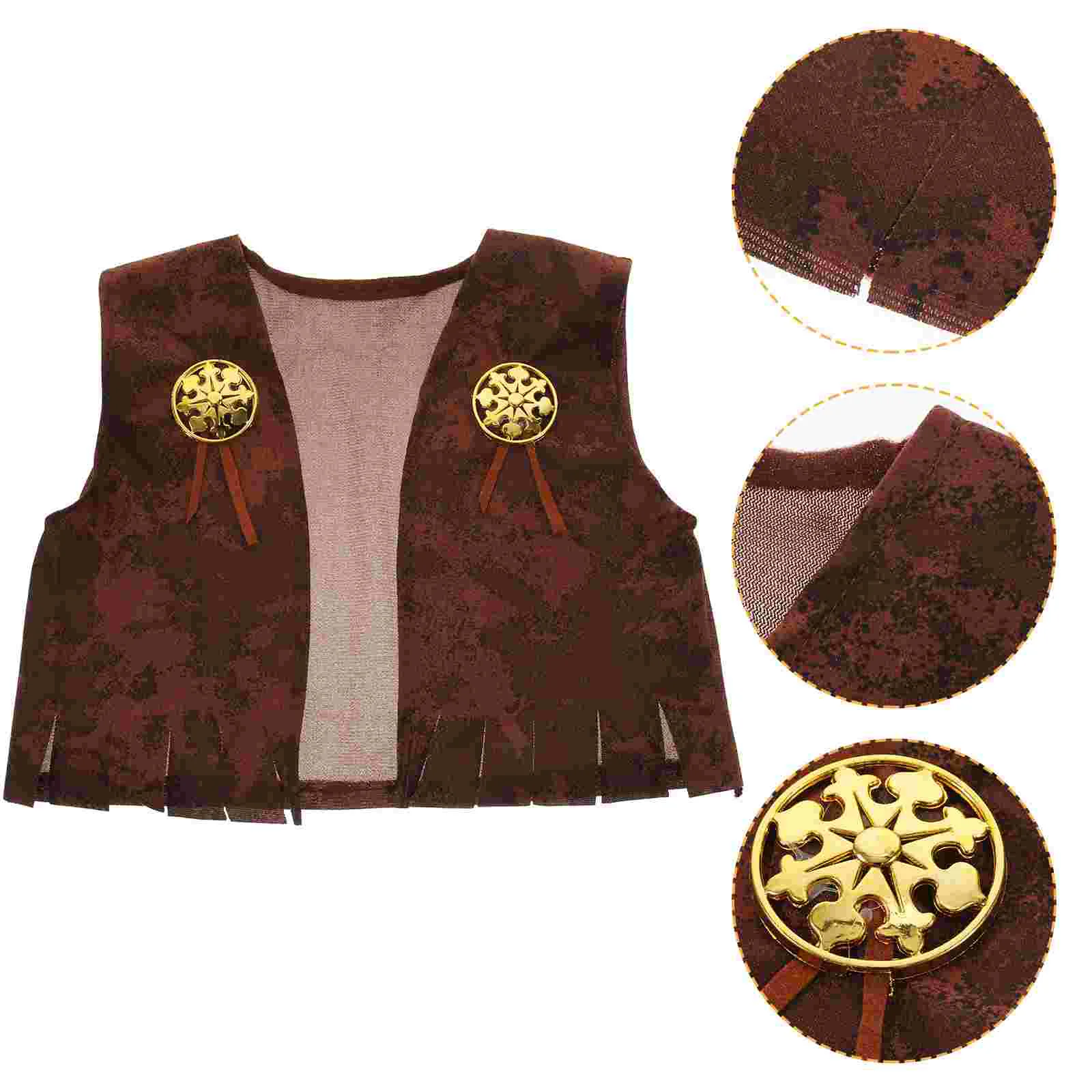

Denim Vest Kid Unisex Universal Cool Knitted Fabric Children Pretend Play Cowboy Suit Party Favor Costume Accessory Western