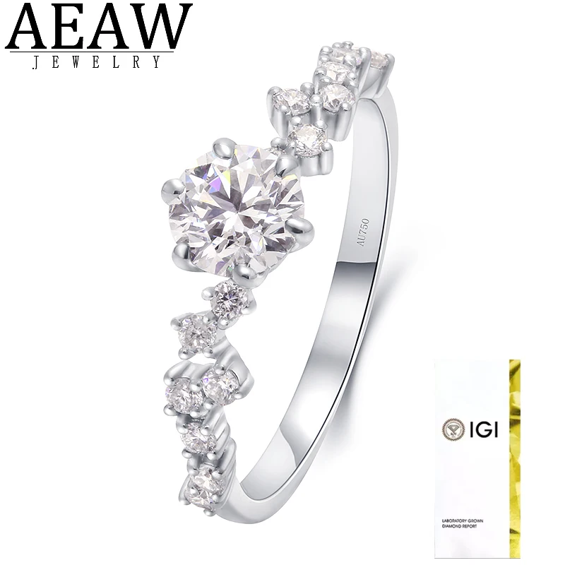 IGI 1.0CT CVD HPHT DEF VS Lab Grown Diamond Кольцо из белого золота 14 карат для женщин Обручальное