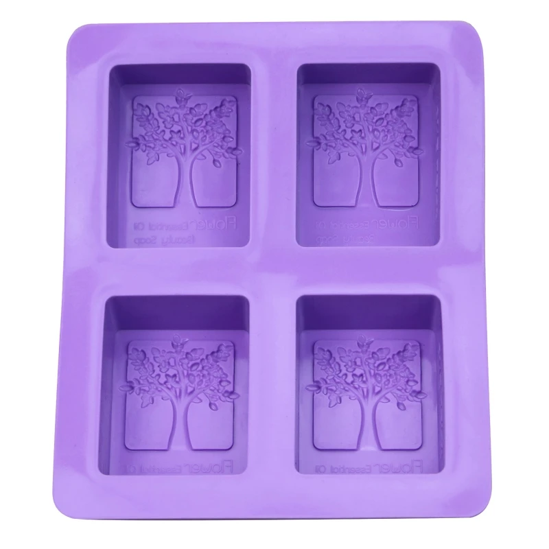 

4-Hole Soap Making Silicone Mold Resin Craft Casting Mold Candle Soap Mold Cake Decors Baking Mould Microwaves Oven Safe