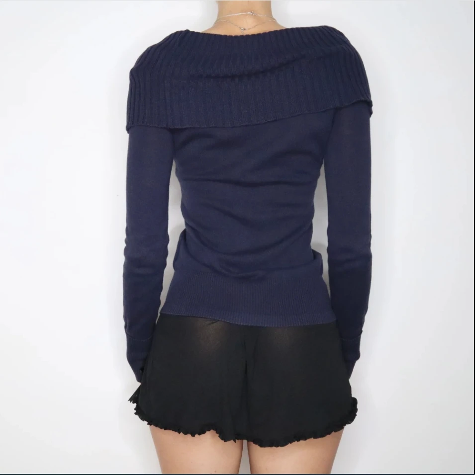 Женский топ с длинными рукавами и прямым плечом на ключице осень 2024 повседневный