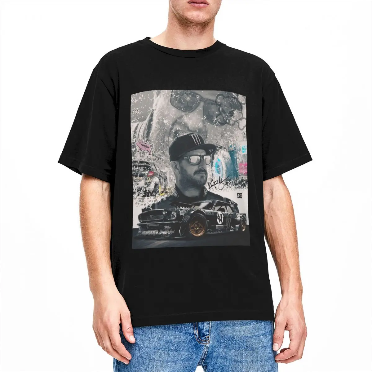 

Мужские и женские футболки Ken Block Merch, новинка, 100% хлопковая Футболка с круглым вырезом и коротким рукавом, новое поступление ткани
