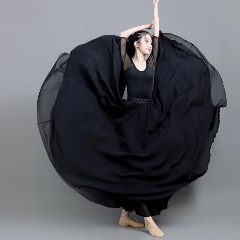 Женская шифоновая юбка для танца живота однотонная длинная на 720 градусов