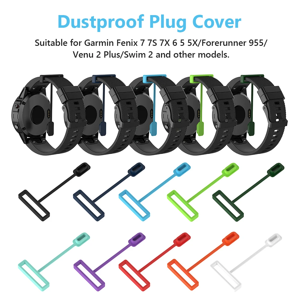 

10pcs Charger Case Anti Lost Charger Plug Cover Universal Dustproof Charging Port Cap for Garmin Fenix 7 7s 7x 6 5 5x for Venu 2