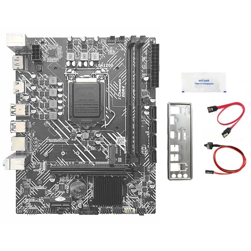 

H510 Motherboard+SATA Cable+Thermal Grease LGA1200 DDR4 Gigabit LAN PCIE 16X for G5900 G6400 I3 I5 I7 10/11Th Series CPU