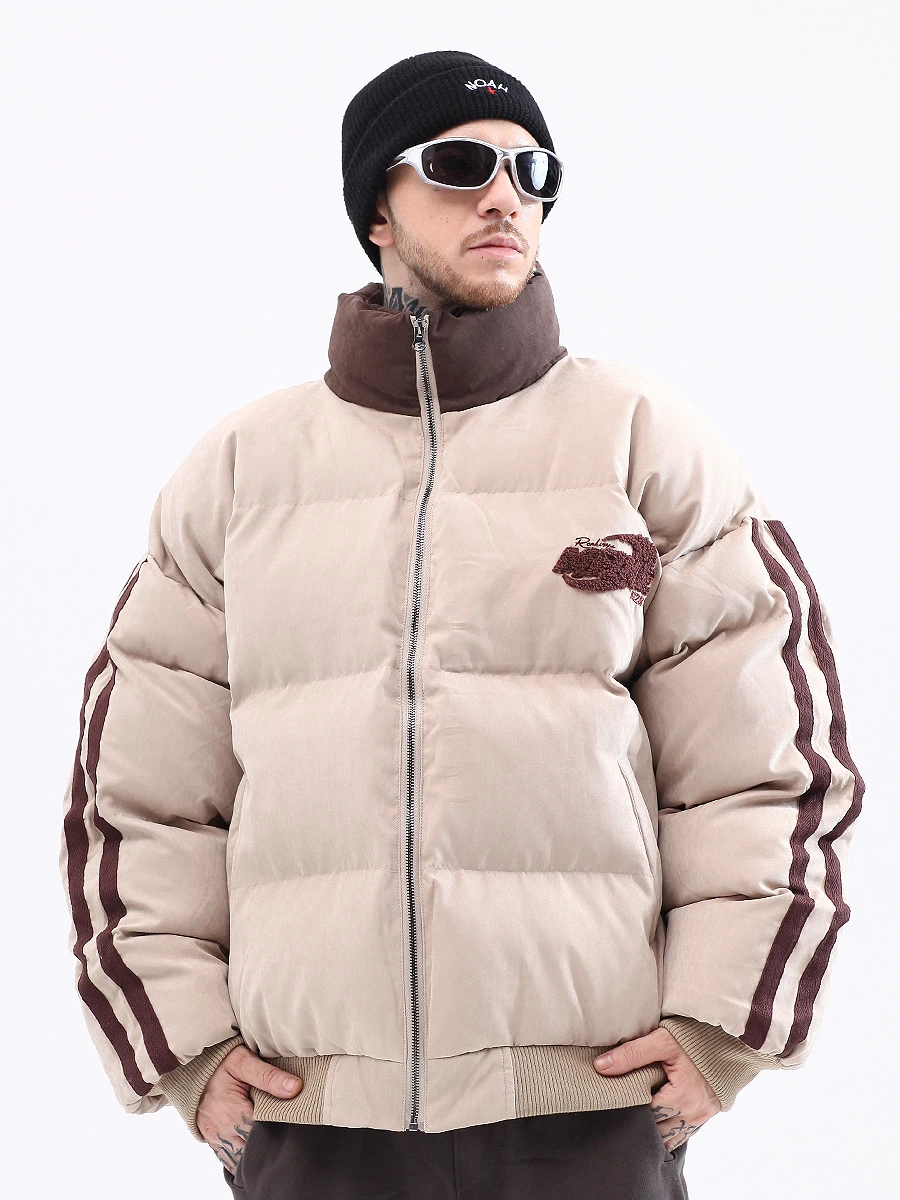 Winter Thicken Warm Padded Parka Men Patchwork Vintage Puffer Jacket Streetwear Harajuku Oversized Coat Unisex Outwear