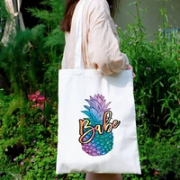 colorful pineapples canvas bag hawaii vacation shopping bags reusable women tote bag canvas holiday reusable bag casual
