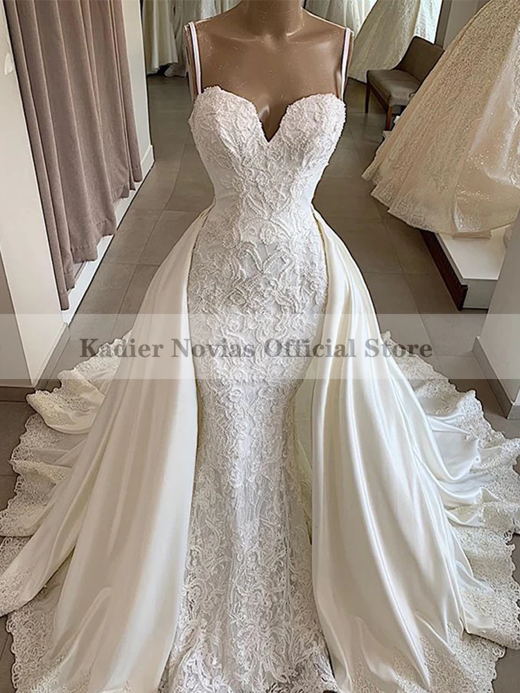

Luxury Mermaid Ivory Lace Wedding Dress 2023 Vestido De Novia Desmontable 2 en 1 Elegant Bridal Wedding Gowns