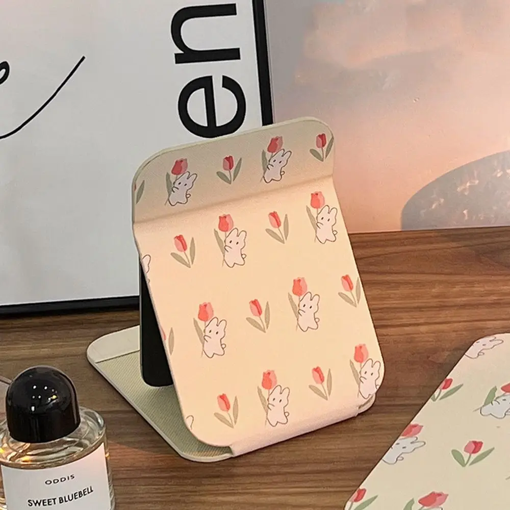 Красота из искусственной кожи настольная подставка зеркало с цветком складное