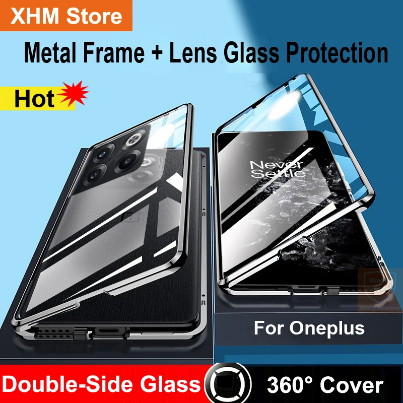 

Чехол для OnePlus Ace Pro с закаленным стеклом, чехол 360 дюйма для OnePlus 10T, чехол на магните, металлический чехол с откидной крышкой