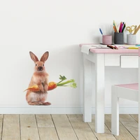 rabbit carrot wall stickers background wall decoration pvc waterproof wallpaper cute bunny bedroom sticker decals home decor