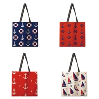 ocean pattern printed womens shoulder bag double sided printed womens handbag shopping bag foldable reusable tote bag