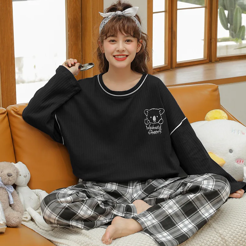 Pajama women's spring and autumn long-sleeved cotton suit 2023 new student ins loose home clothes in autumn and winter.