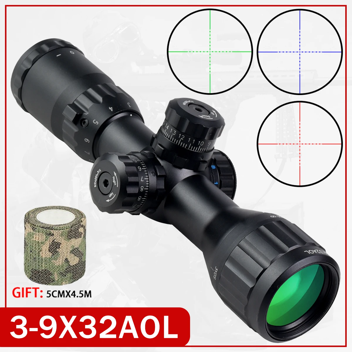 Тактический прицел 3-9x32 AOL Optics второй фокусный самолет охотничий страйкбольный