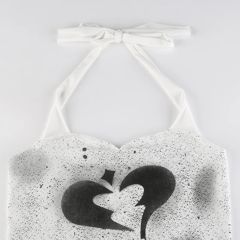 Кроп-топ с графическим принтом для женщин воротником-хомутом |