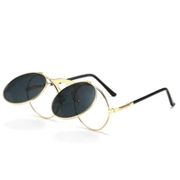 classic steampunk sunglasses female flip cover metal frame goggles men women outdoor uv400 eyewear vintage sunglasses