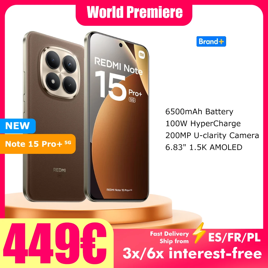 Xiaomi Redmi Note 15 Pro Plus 5G 8GB 256GB 12GB 512GB NFC 100W Hyper Charge 200MP Camera 6500mAh Battery