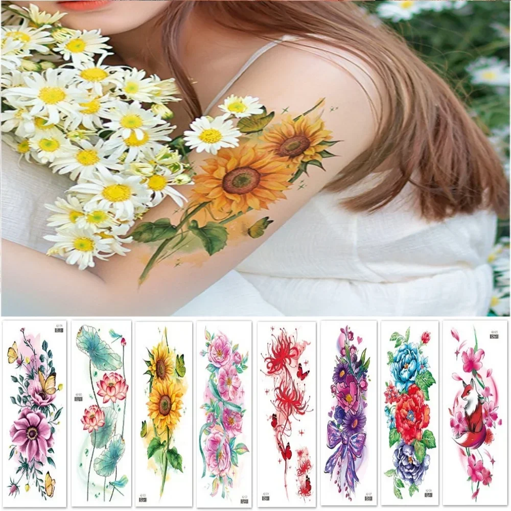 Эстетические временные татуировки для женщин и взрослых Сакура Лиса Лотос