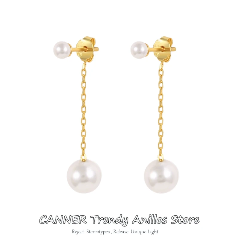 

CANNER Plata 925 Silver Circle Earrings Natural Freshwater Pearl Earrings Circle Ears Women Jewelry Colgantes Pendientes Wedding