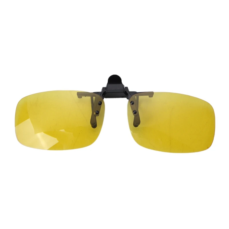 

3X Rectangle Clear Yellow Lens Rimless Clip On Night Vision Driving Glasses