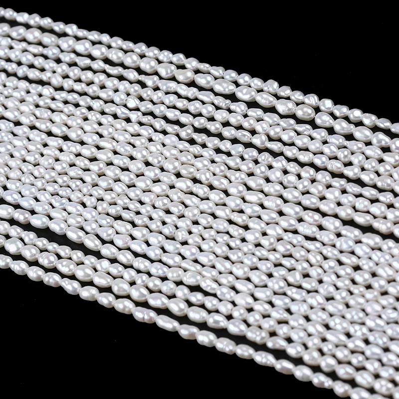

3-4mm Natural White Freshwater Keshi Pearl strand For Jewelry Making