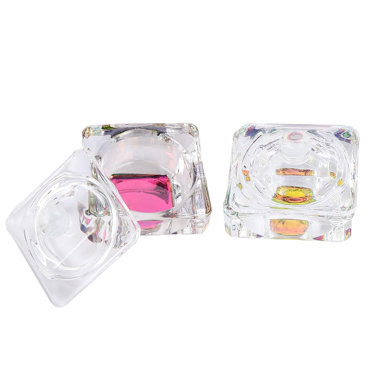 

2pcs Nail Art Crystal Glass Cup Container Nail Art Cup Liquid with Lid