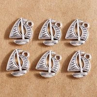 20pcs 13x17mm retro silver color alloy sea sailboat charms for making earrings pendants necklaces diy bracelet jewelry findings