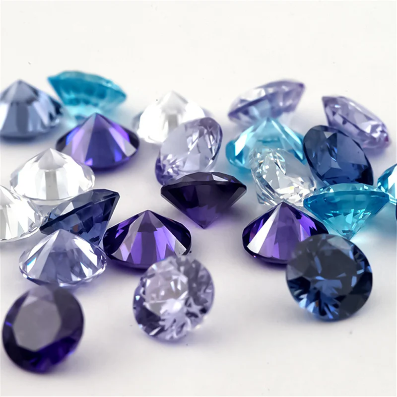 

25pcs/50pcs Round Cut Cubic Zirconia Stone Mix 5 Colors AAAAA Loose CZ Stones Size 4mm-12mm Synthetic Gemstone