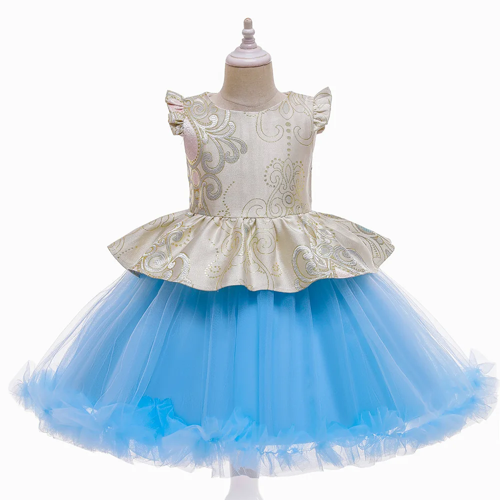 

New European And American Girls' Mesh Splice Skirt Luxury Piano Performance Children'S Dress Vestido De Festa YT096